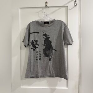 Japan heather gray preshrunk cotton t-shirt with Samurai (size m, fits like S)